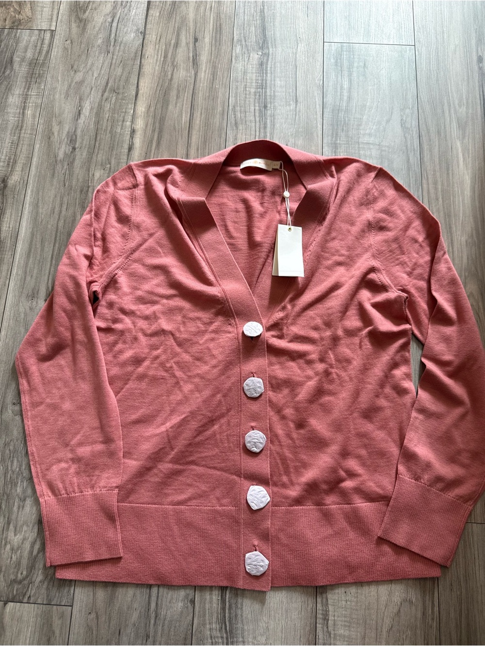 Tory Burch brand new Pink Button-Front Cardigan 100% merino wool
